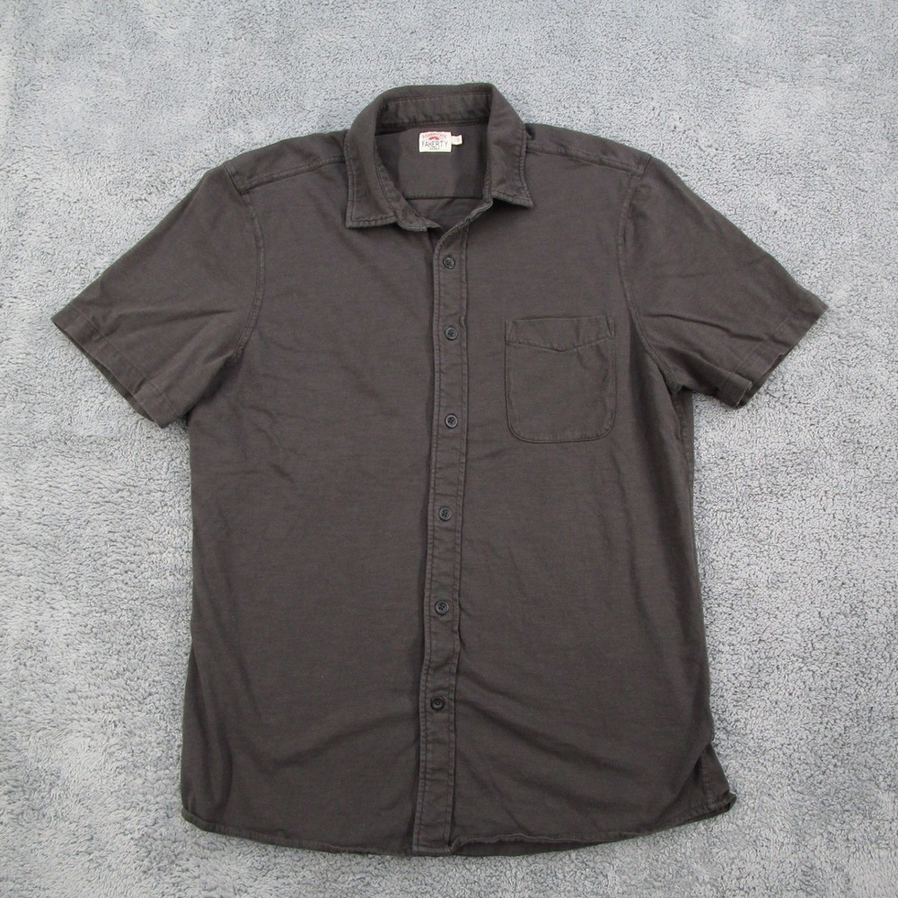 Faherty Brand Mens Organic Sunwash Short Sleeve Button Down Shirt Gray L MXS2310